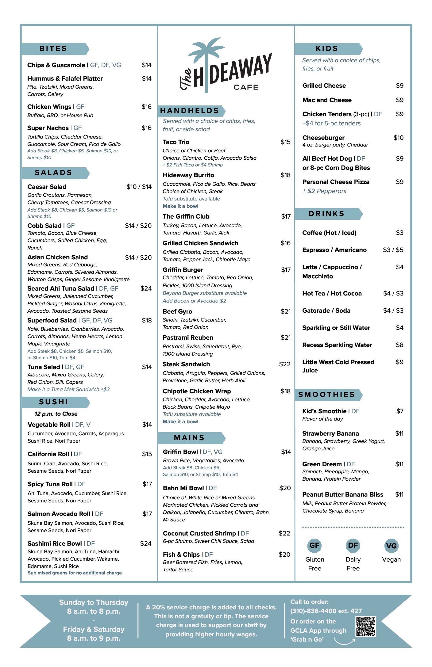 2025 Hideaway Cafe Menu